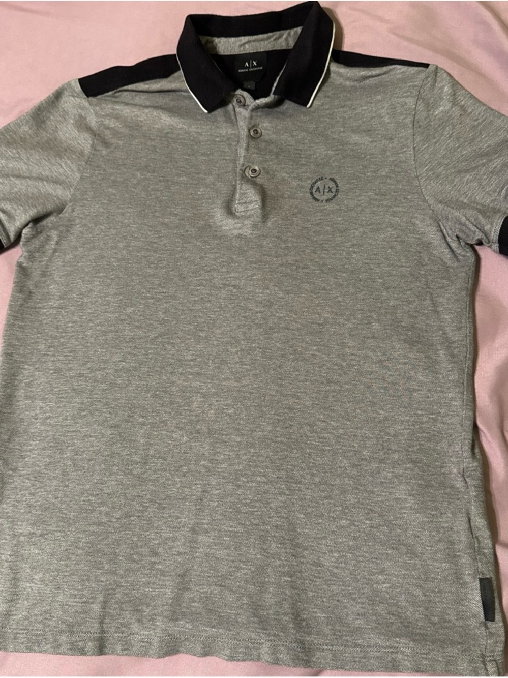 Armani Exchange Heather Gray Polo with Black Collar